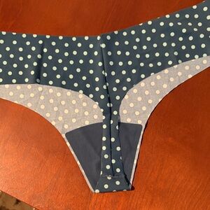 Victoria's Secret Sexy Lace Panties Set Blue Polka Dot { 2 Panties } NWT